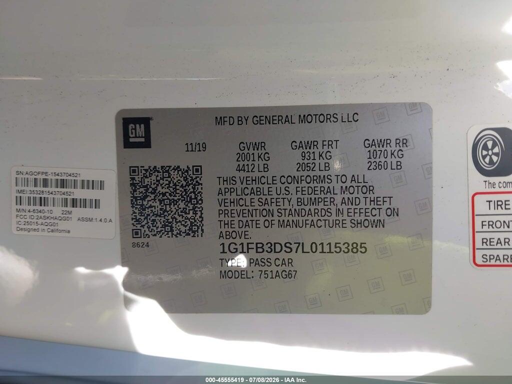 1G1FB3DS7L0115385 2020 CHEVROLET CAMARO photo no. 9