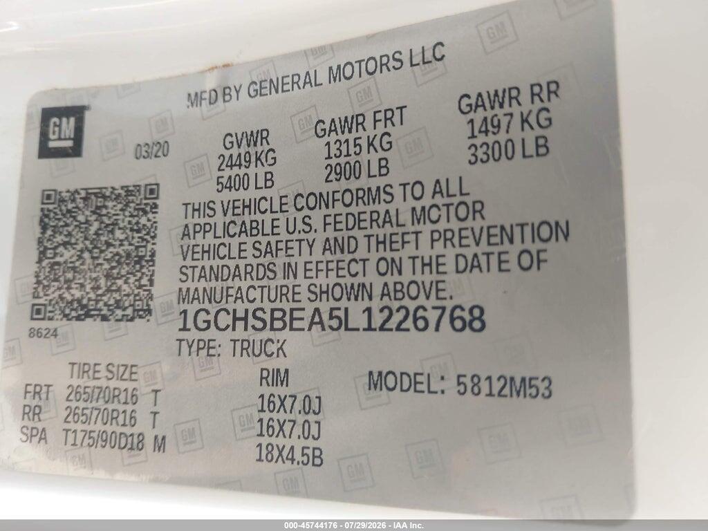 1GCHSBEA5L1226768 2020 CHEVROLET COLORADO photo no. 9