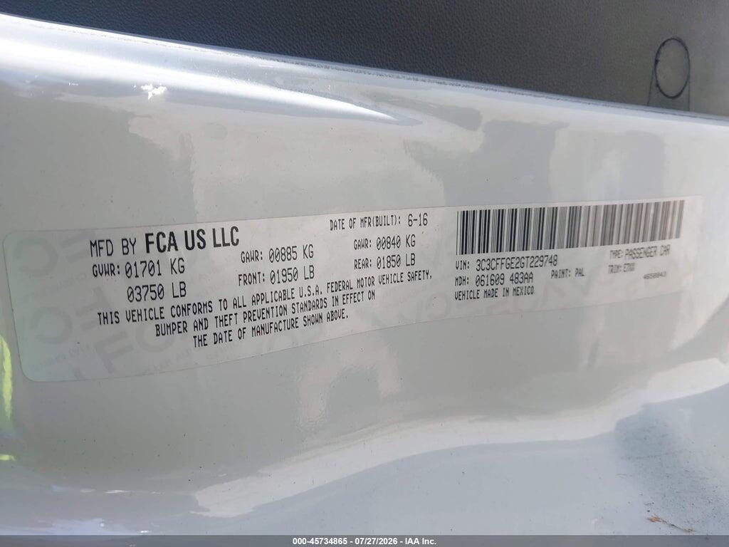 3C3CFFGE2GT229748 2016 FIAT 500E photo no. 9