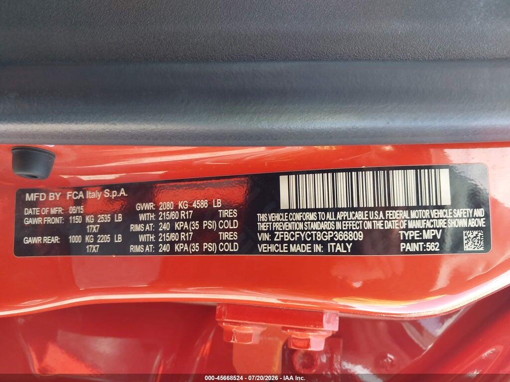 ZFBCFYCT8GP366809 2016 FIAT 500X photo no. 9