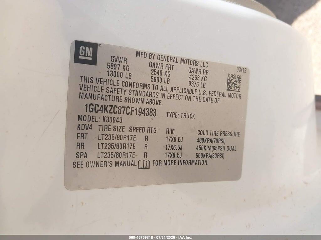 1GC4KZC87CF194383 2012 CHEVROLET SILVERADO 3500HD photo no. 8