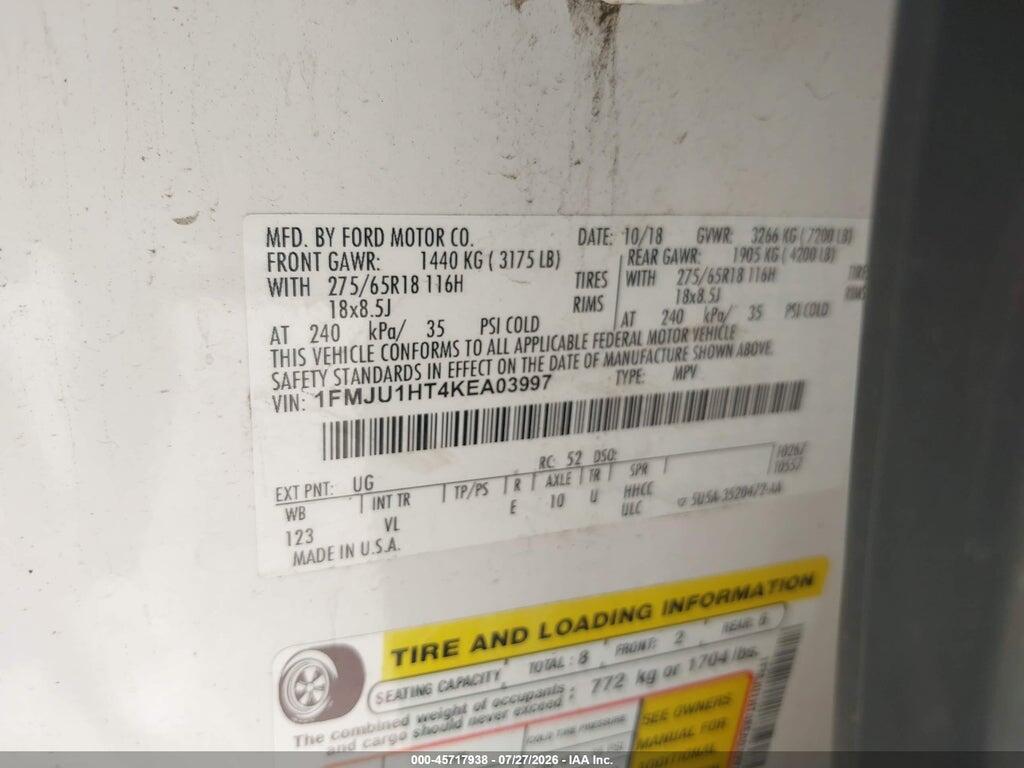 1FMJU1HT4KEA03997 2019 FORD EXPEDITION photo no. 9