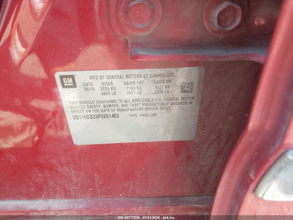 2G1165S33F9291463 2015 CHEVROLET IMPALA photo no. 9