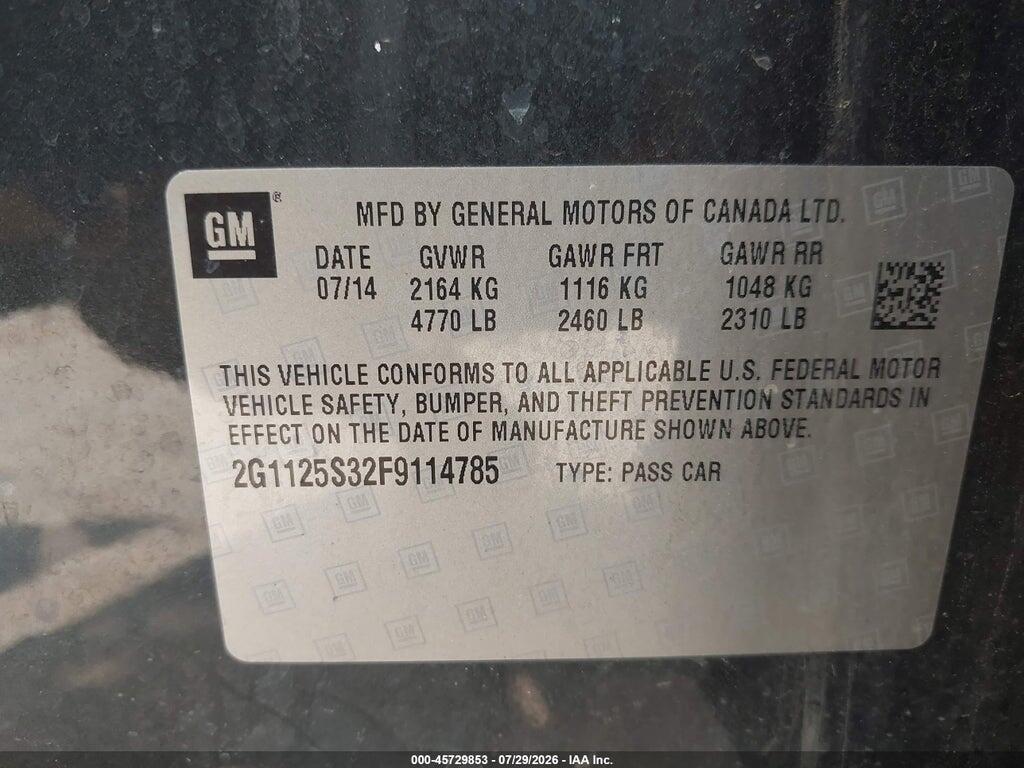 2G1125S32F9114785 2015 CHEVROLET IMPALA photo no. 9