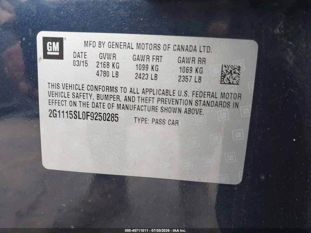 2G1115SL0F9250285 2015 CHEVROLET IMPALA photo no. 9