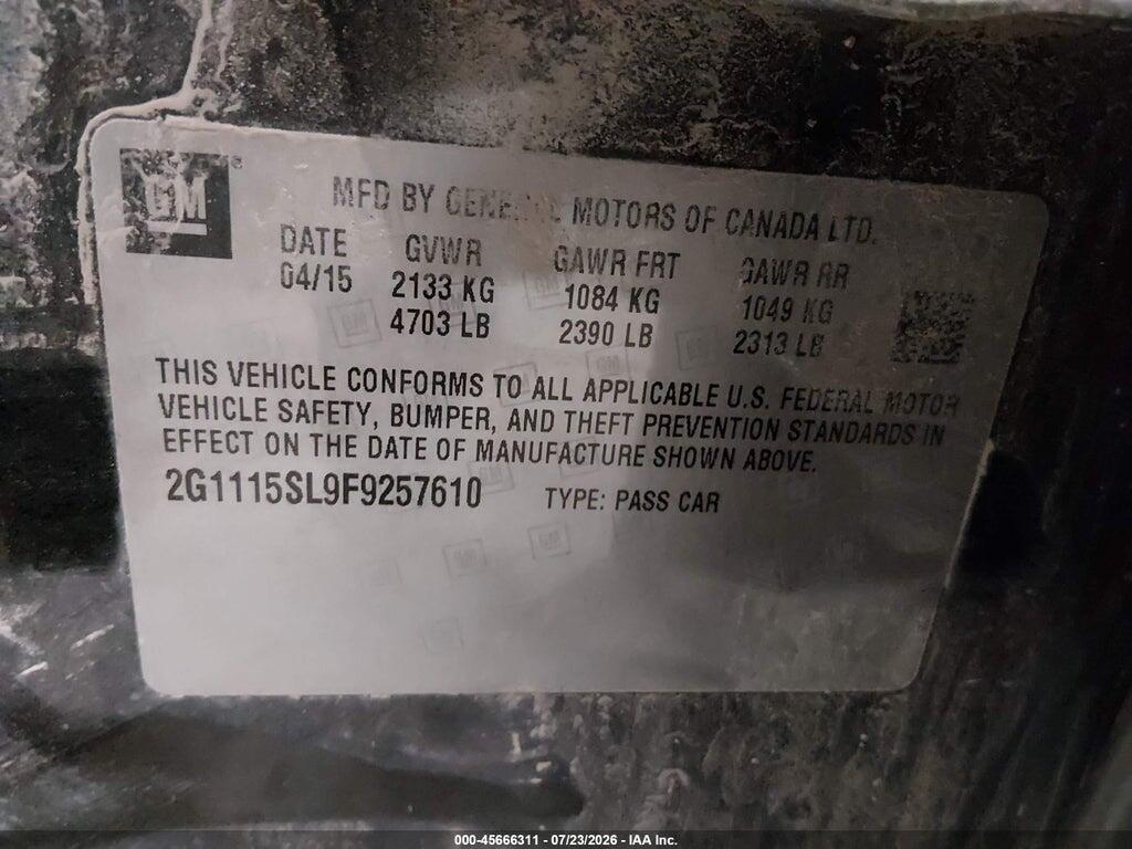 2G1115SL9F9257610 2015 CHEVROLET IMPALA photo no. 9