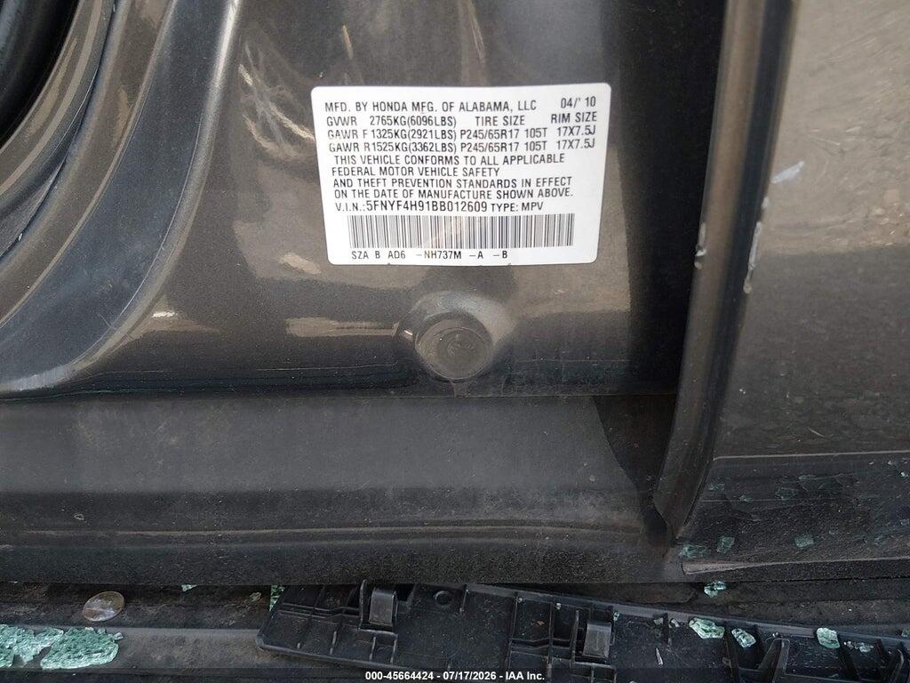5FNYF4H91BB012609 2011 HONDA PILOT photo no. 9