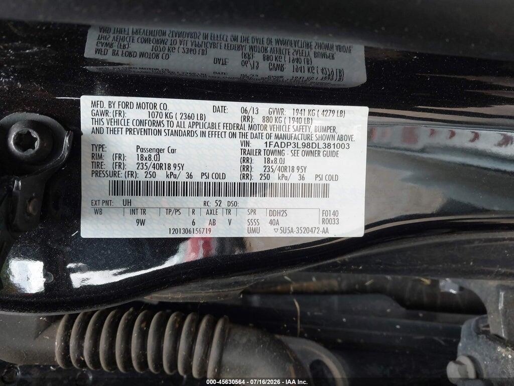 1FADP3L98DL381003 2013 FORD FOCUS ST photo no. 9