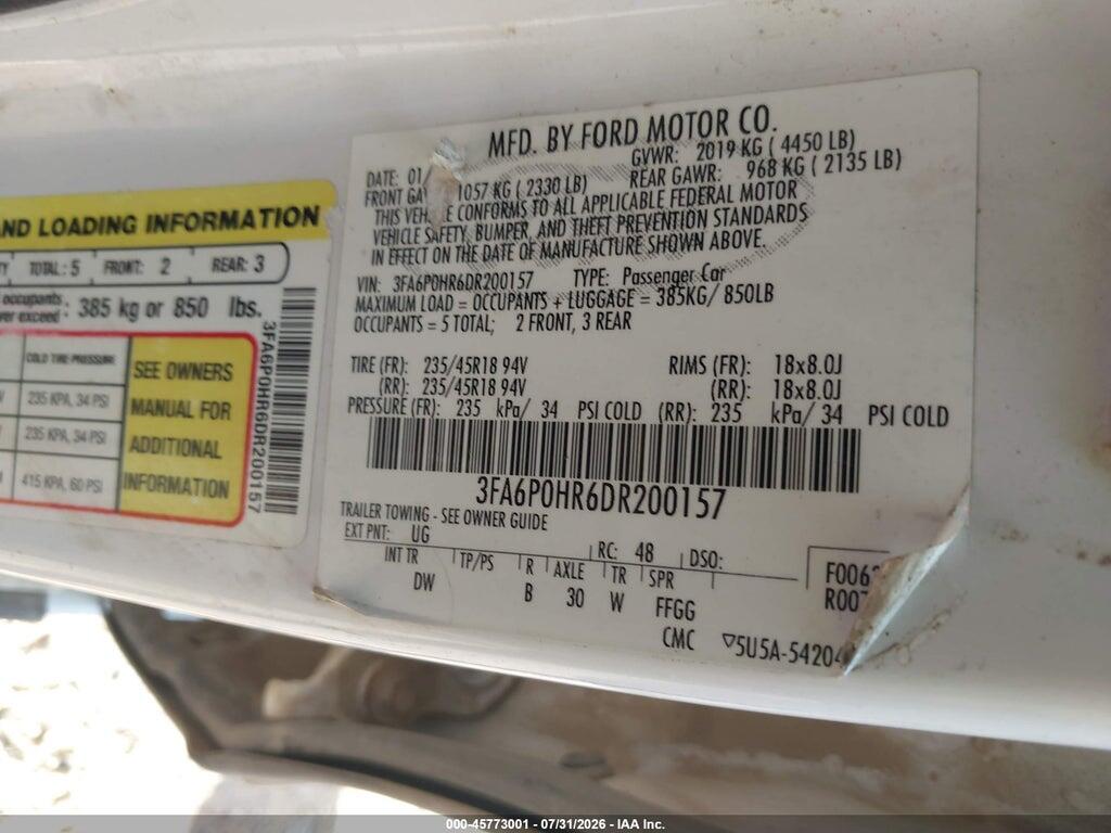 3FA6P0HR6DR200157 2013 FORD FUSION photo no. 9