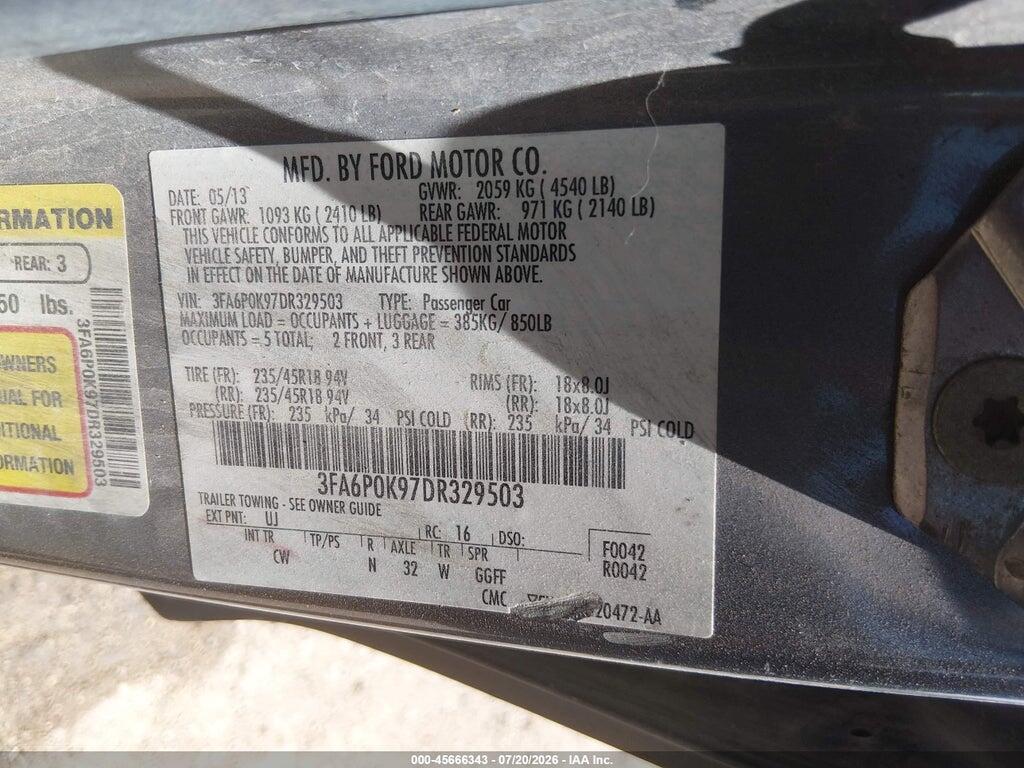 3FA6P0K97DR329503 2013 FORD FUSION photo no. 9