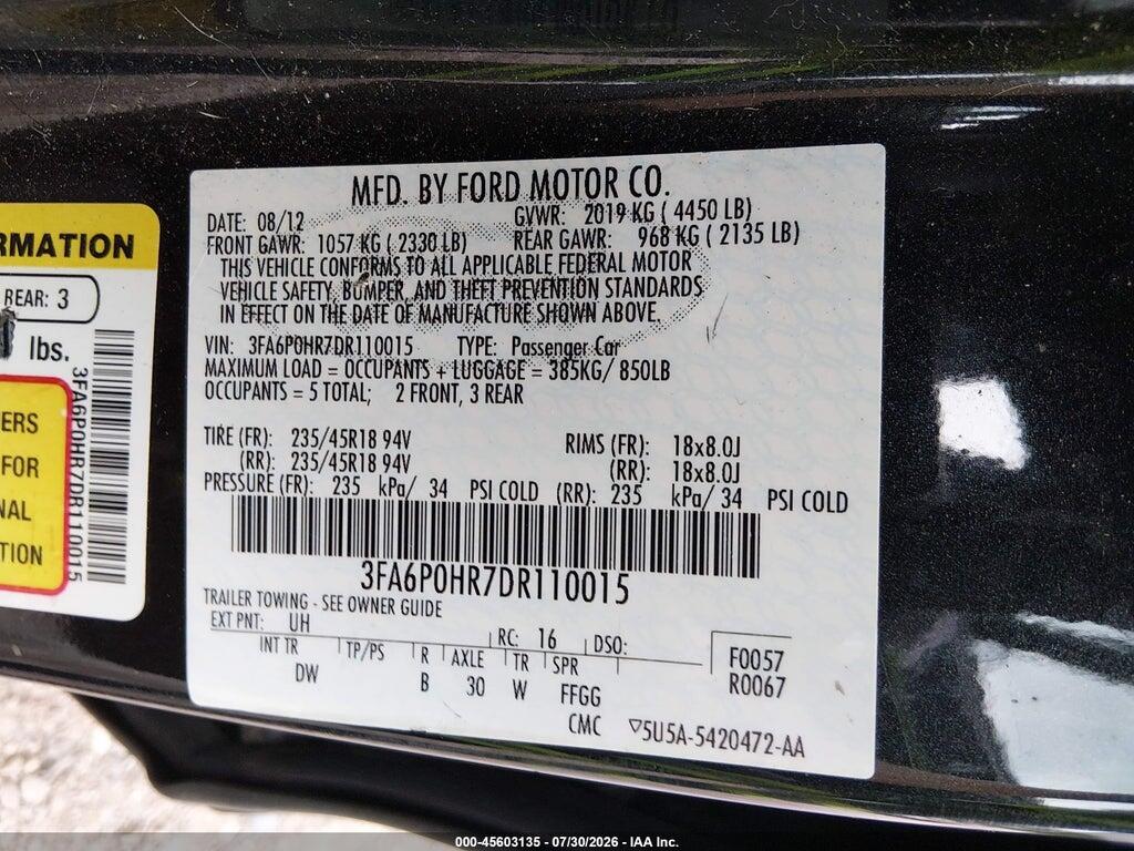 3FA6P0HR7DR110015 2013 FORD FUSION photo no. 9