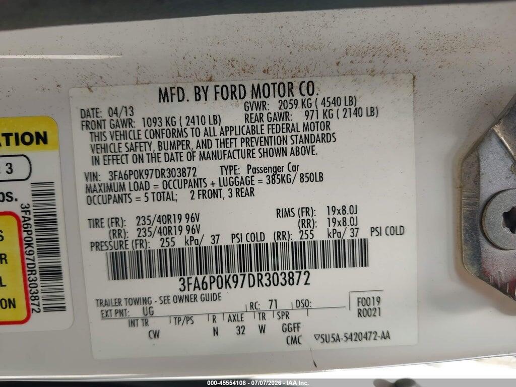 3FA6P0K97DR303872 2013 FORD FUSION photo no. 9
