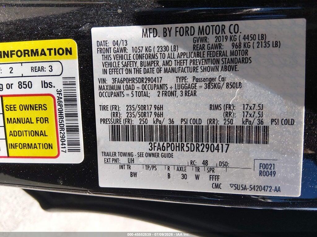 3FA6P0HR5DR290417 2013 FORD FUSION photo no. 9