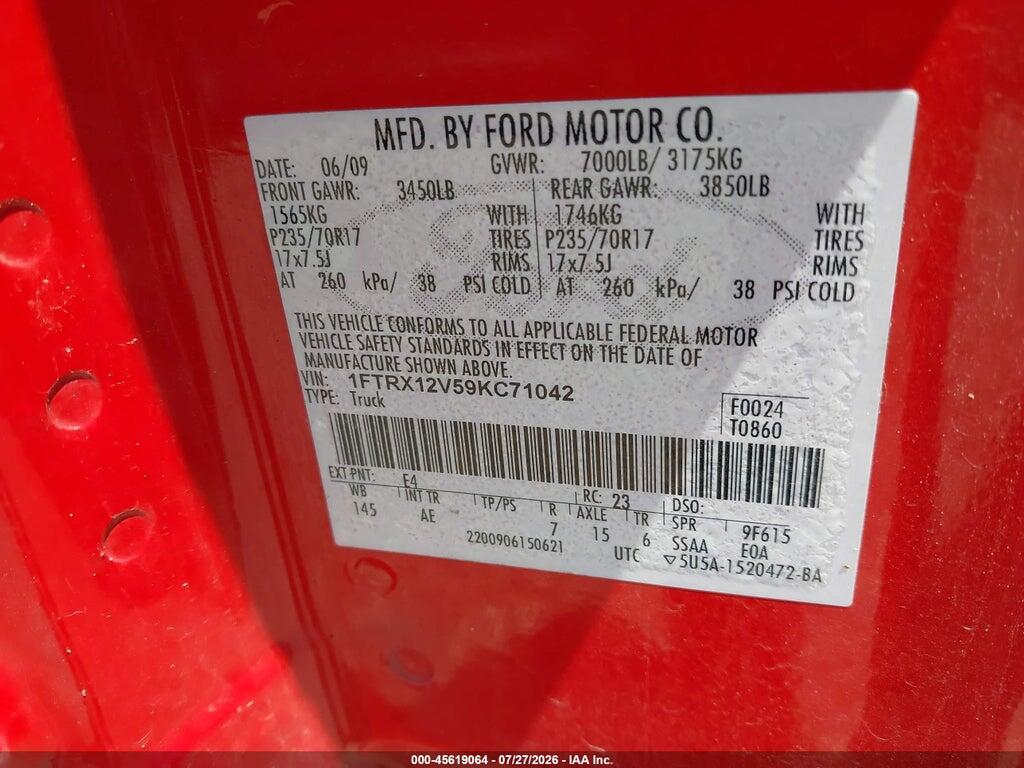 1FTRX12V59KC71042 2009 FORD F-150 photo no. 9