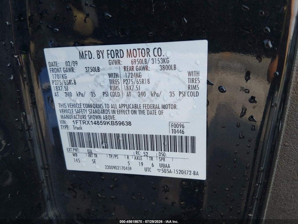 1FTRX14859KB59638 2009 FORD F-150 photo no. 9