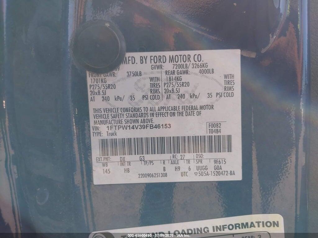 1FTPW14V39FB46153 2009 FORD F-150 photo no. 9