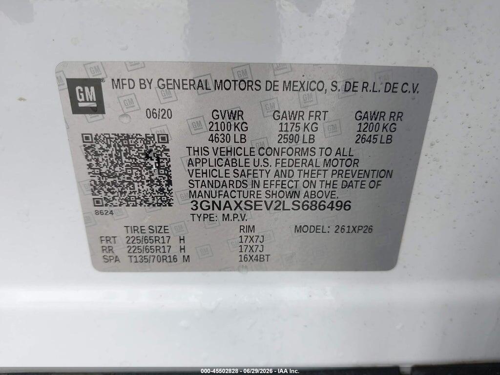 3GNAXSEV2LS686496 2020 CHEVROLET EQUINOX photo no. 9