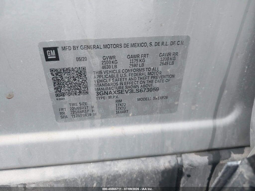 3GNAXSEV3LS673059 2020 CHEVROLET EQUINOX photo no. 9