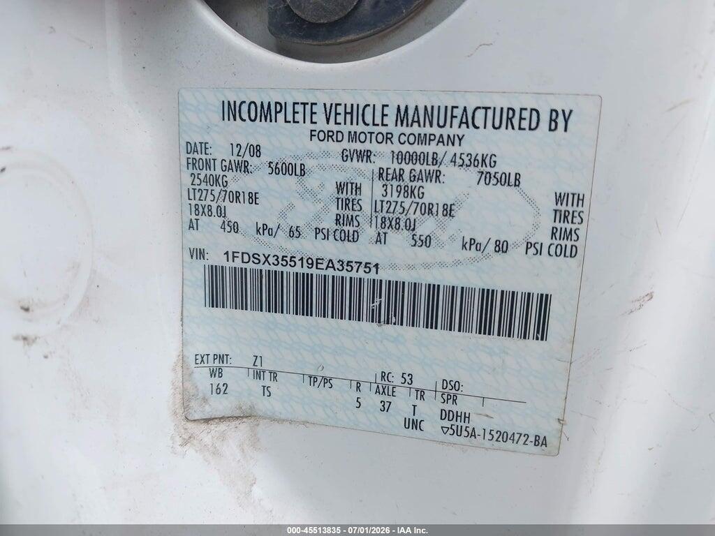 1FDSX35519EA35751 2009 FORD F-350 CHASSIS photo no. 9