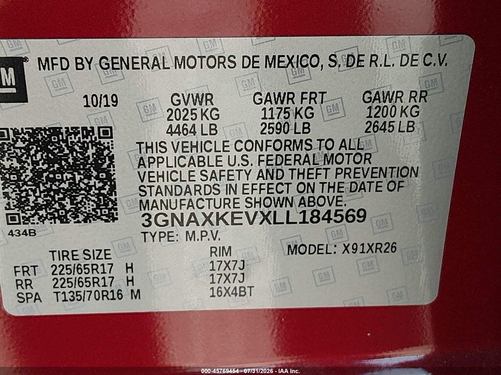 3GNAXKEVXLL184569 2020 CHEVROLET EQUINOX photo no. 9