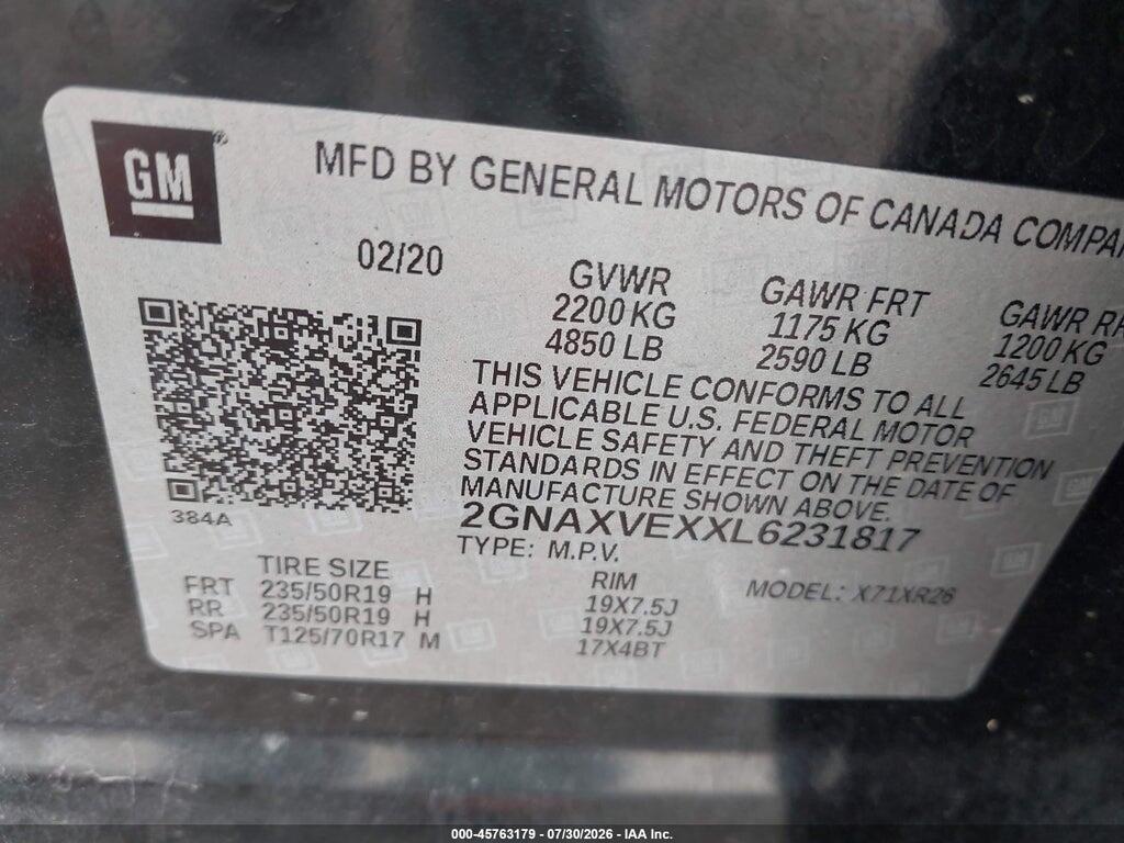 2GNAXVEXXL6231817 2020 CHEVROLET EQUINOX photo no. 9