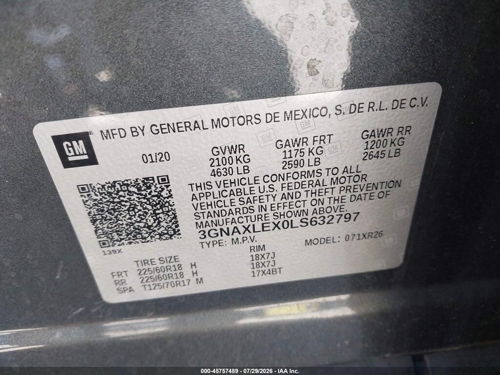 3GNAXLEX0LS632797 2020 CHEVROLET EQUINOX photo no. 9