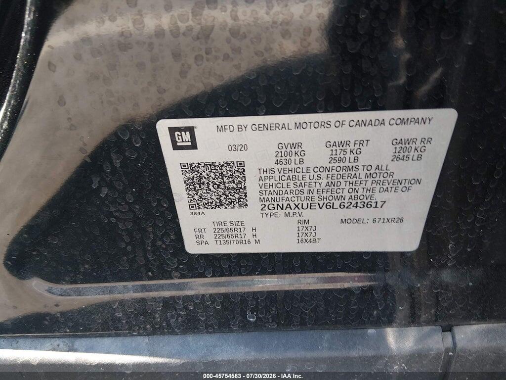 2GNAXUEV6L6243617 2020 CHEVROLET EQUINOX photo no. 9