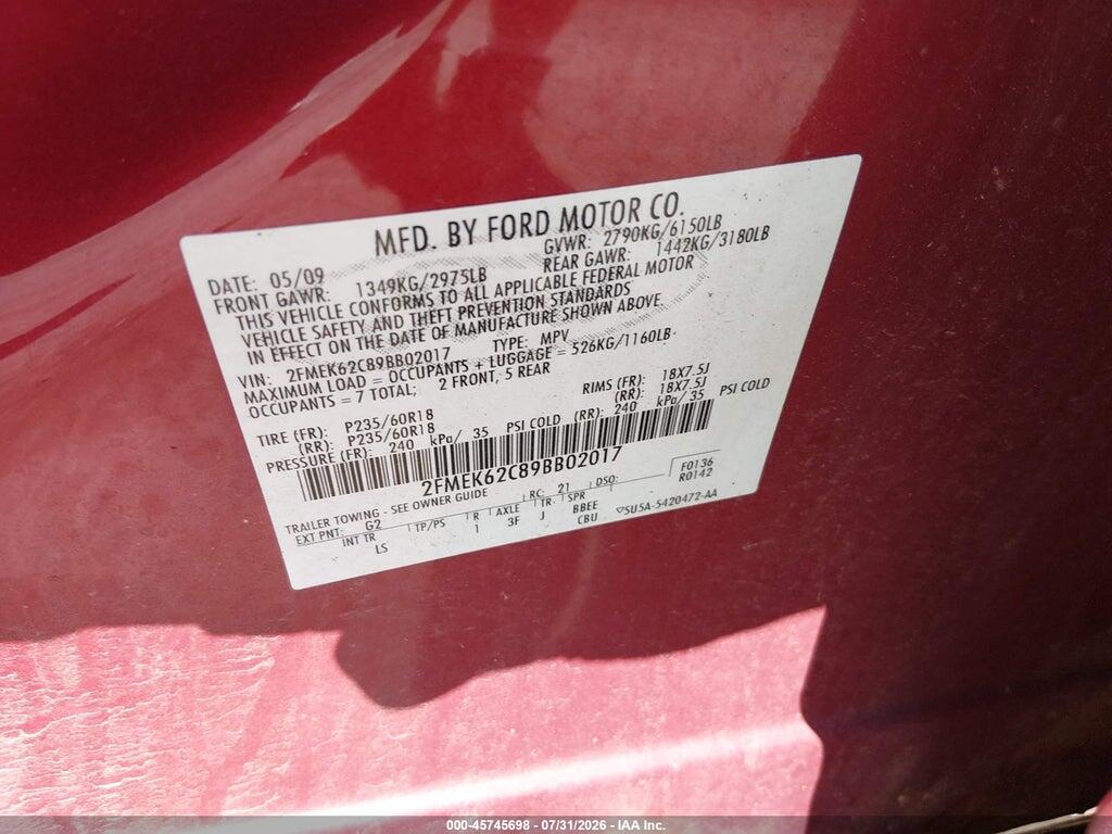 2FMEK62C89BB02017 2009 FORD FLEX photo no. 9