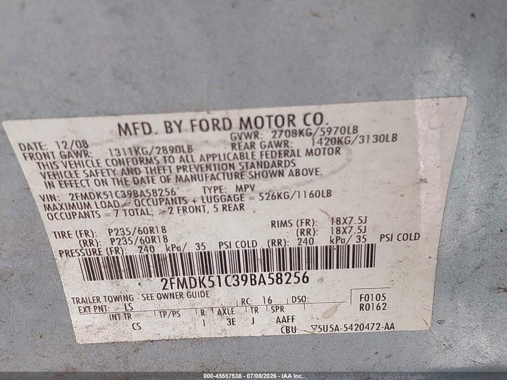 2FMDK51C39BA58256 2009 FORD FLEX photo no. 9