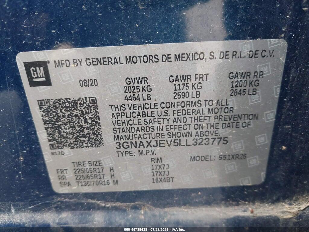 3GNAXJEV5LL323775 2020 CHEVROLET EQUINOX photo no. 9