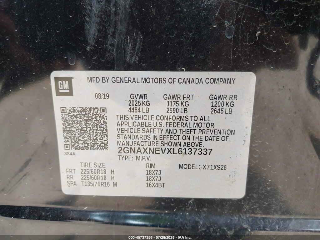 2GNAXNEVXL6137337 2020 CHEVROLET EQUINOX photo no. 9