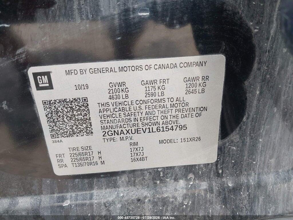 2GNAXUEV1L6154795 2020 CHEVROLET EQUINOX photo no. 9