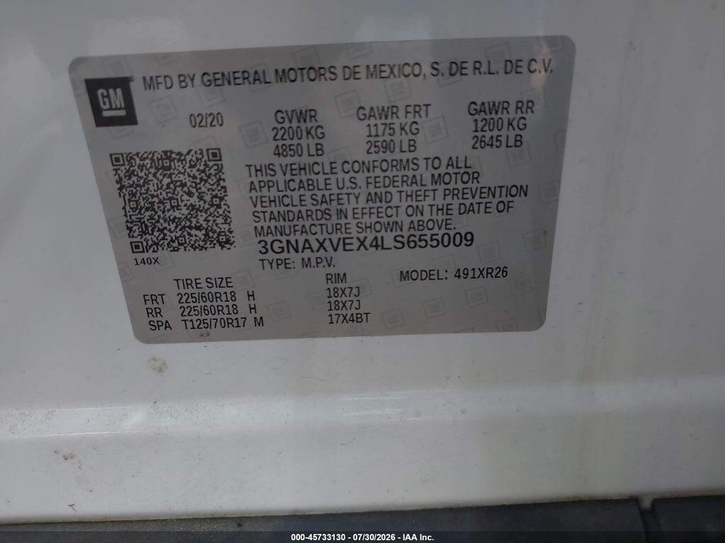 3GNAXVEX4LS655009 2020 CHEVROLET EQUINOX photo no. 9