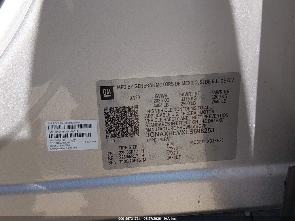 3GNAXHEVXLS698253 2020 CHEVROLET EQUINOX photo no. 9