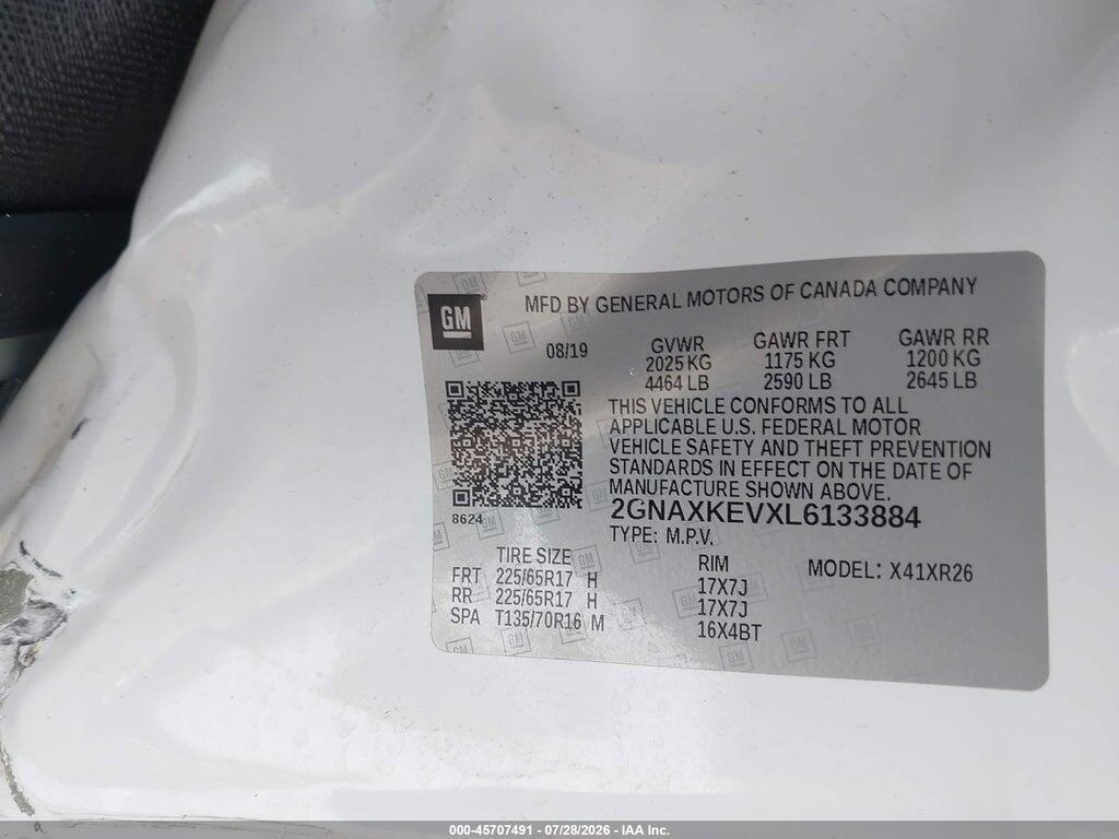 2GNAXKEVXL6133884 2020 CHEVROLET EQUINOX photo no. 9