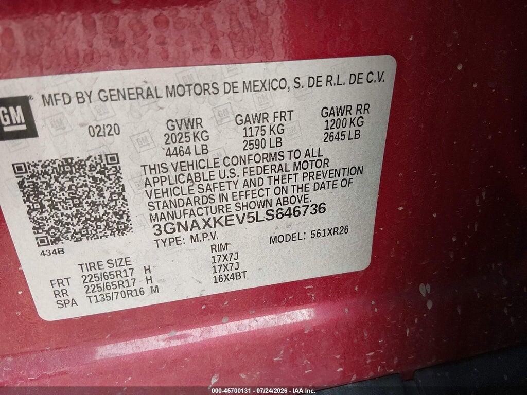 3GNAXKEV5LS646736 2020 CHEVROLET EQUINOX photo no. 9