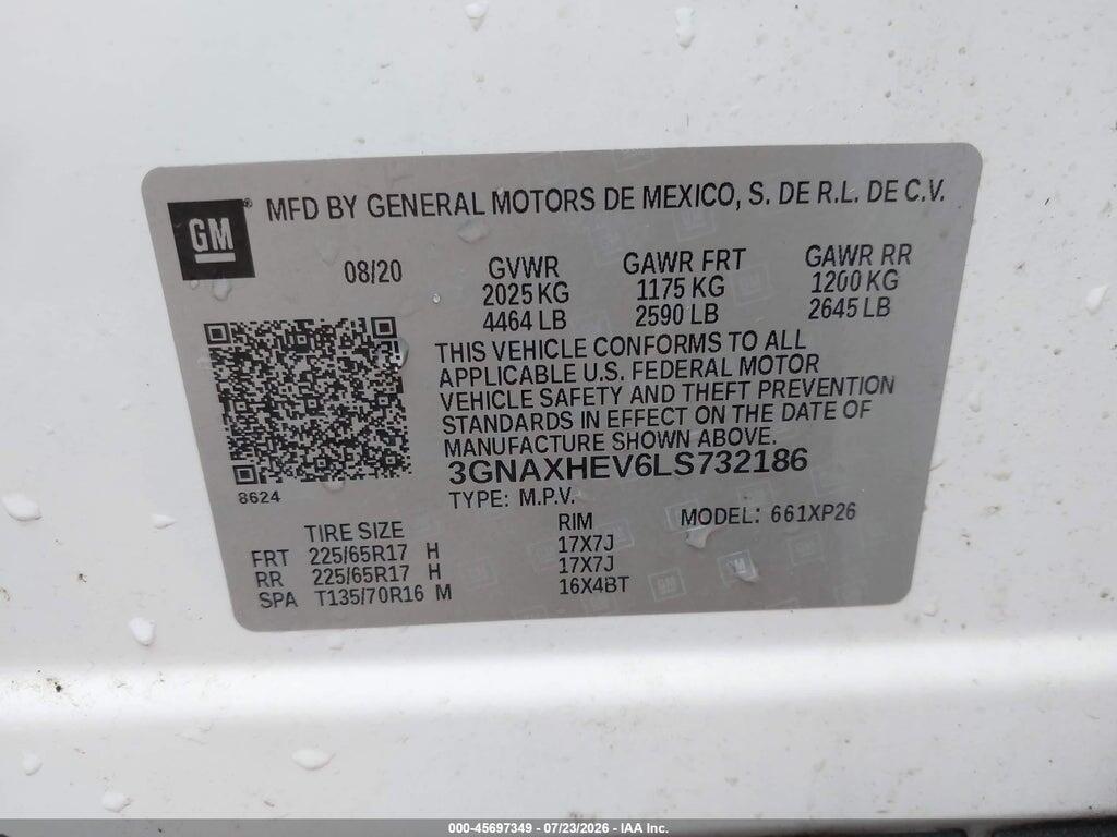 3GNAXHEV6LS732186 2020 CHEVROLET EQUINOX photo no. 9