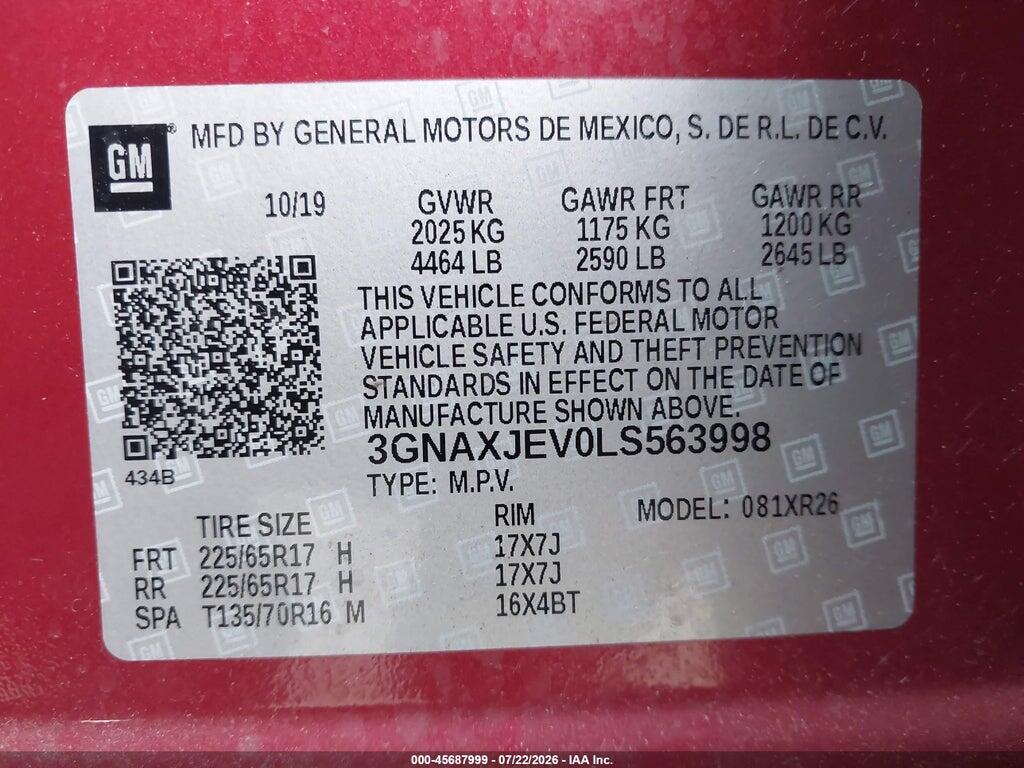 3GNAXJEV0LS563998 2020 CHEVROLET EQUINOX photo no. 9