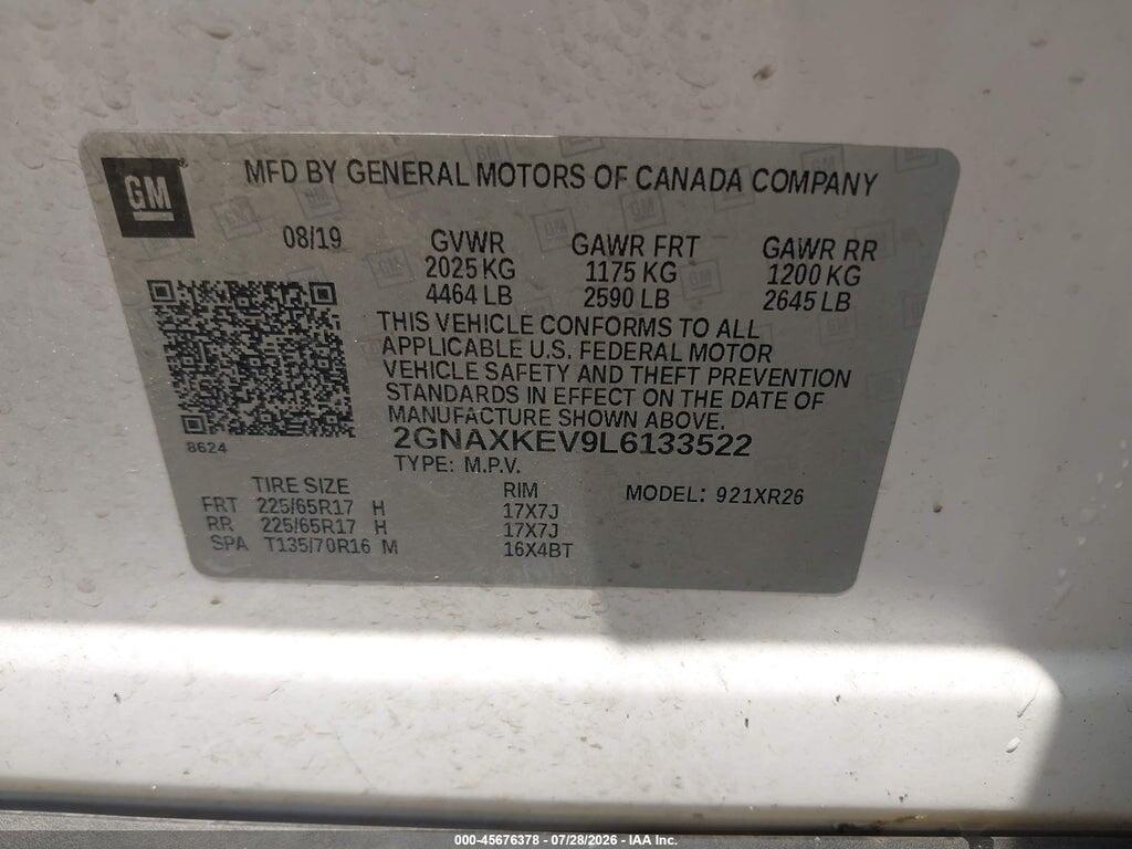 2GNAXKEV9L6133522 2020 CHEVROLET EQUINOX photo no. 9