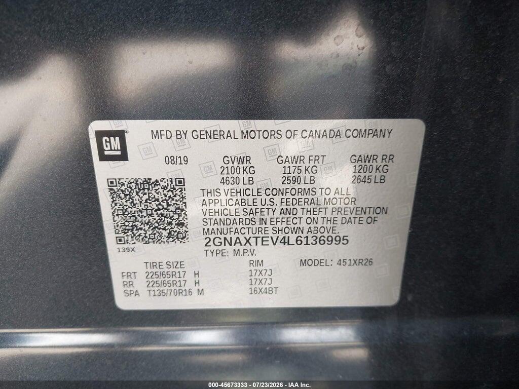 2GNAXTEV4L6136995 2020 CHEVROLET EQUINOX photo no. 9
