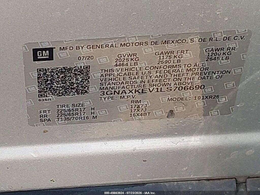 3GNAXKEV1LS706690 2020 CHEVROLET EQUINOX photo no. 9