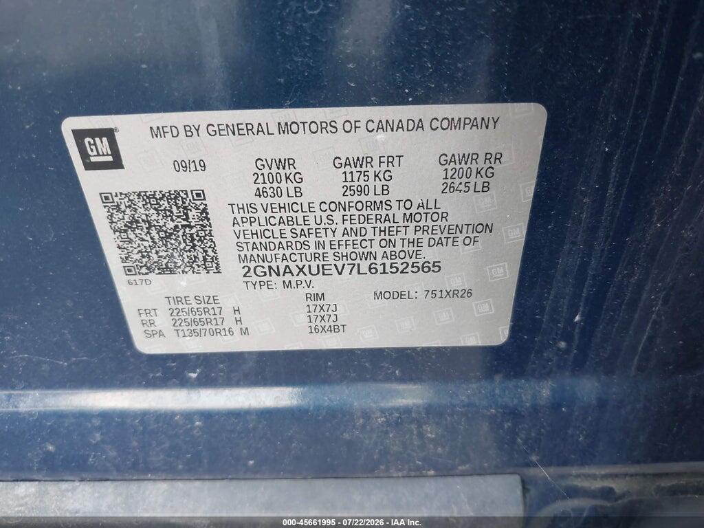 2GNAXUEV7L6152565 2020 CHEVROLET EQUINOX photo no. 9