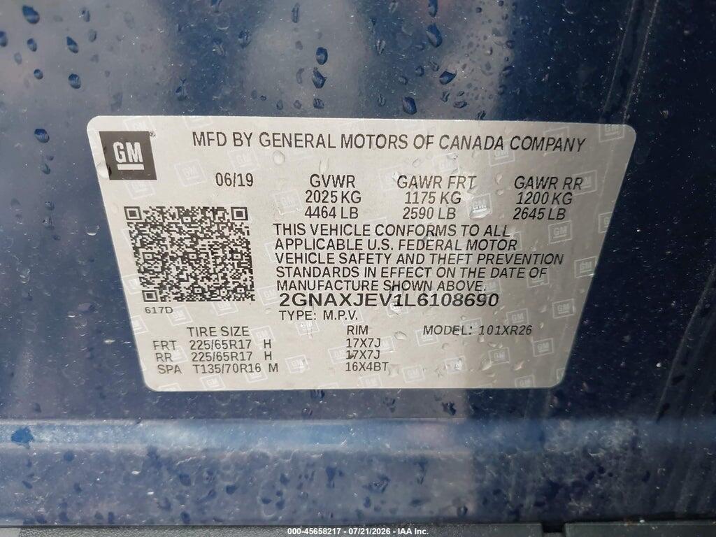 2GNAXJEV1L6108690 2020 CHEVROLET EQUINOX photo no. 9