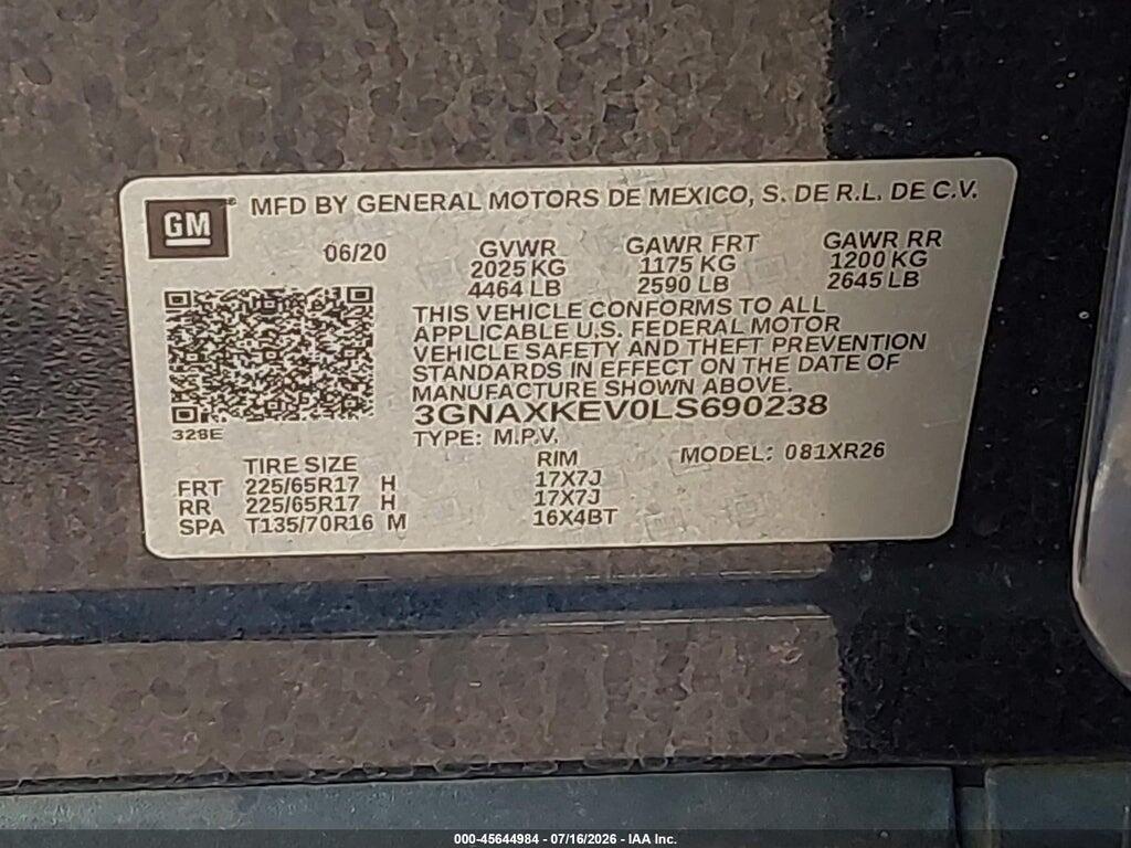 3GNAXKEV0LS690238 2020 CHEVROLET EQUINOX photo no. 9