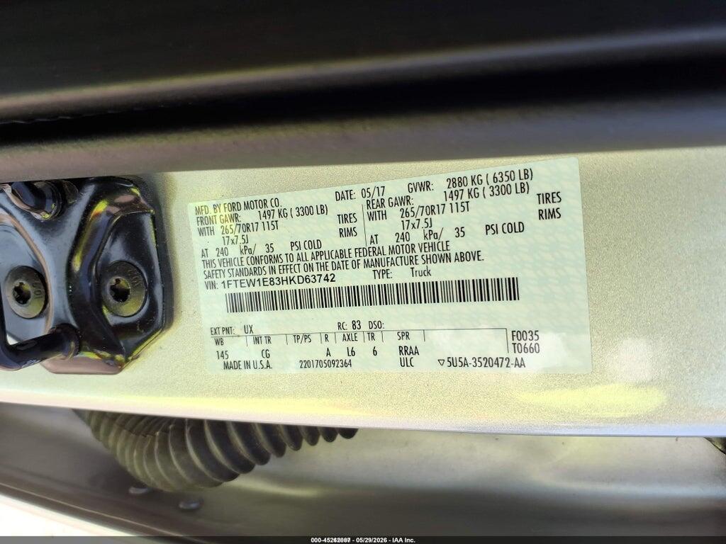1FTEW1E83HKD63742 2017 FORD F-150 photo no. 9