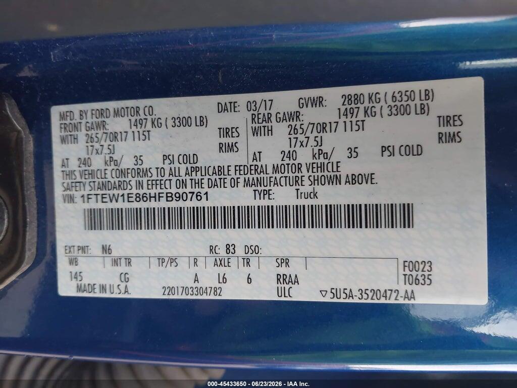 1FTEW1E86HFB90761 2017 FORD F-150 photo no. 9