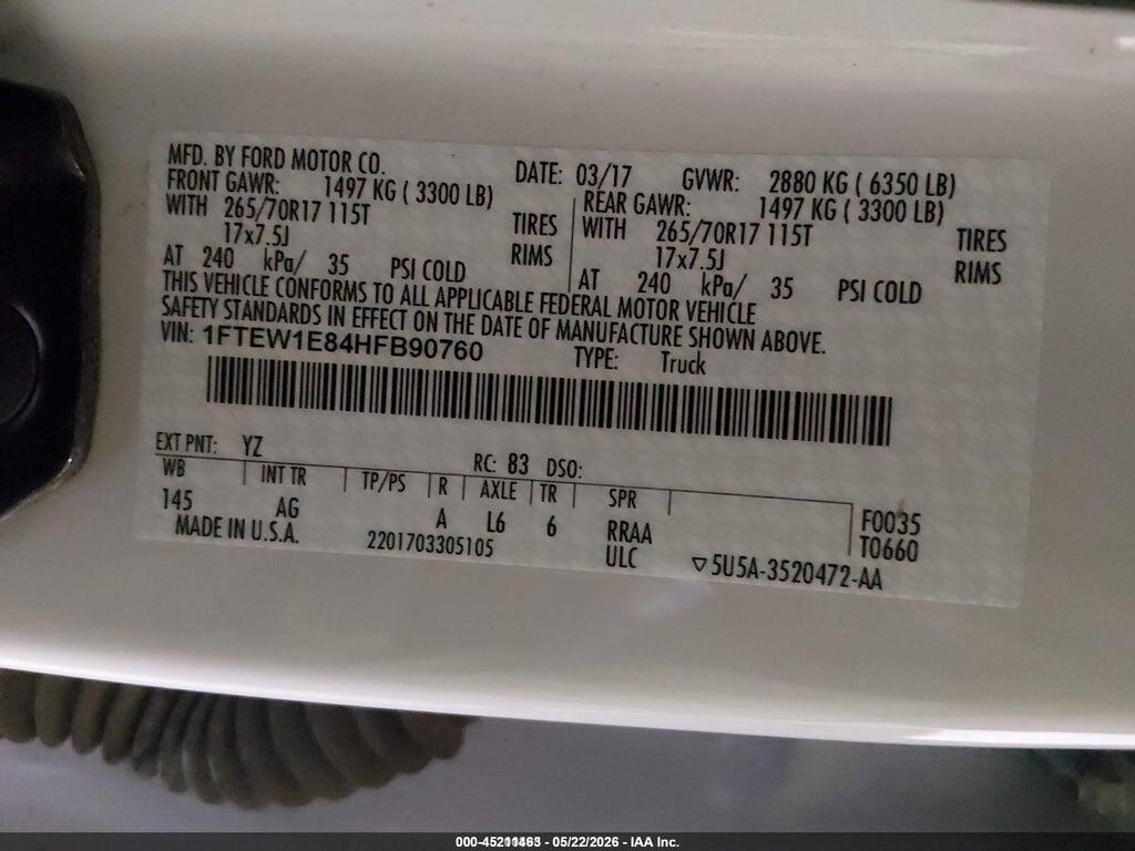 1FTEW1E84HFB90760 2017 FORD F-150 photo no. 9
