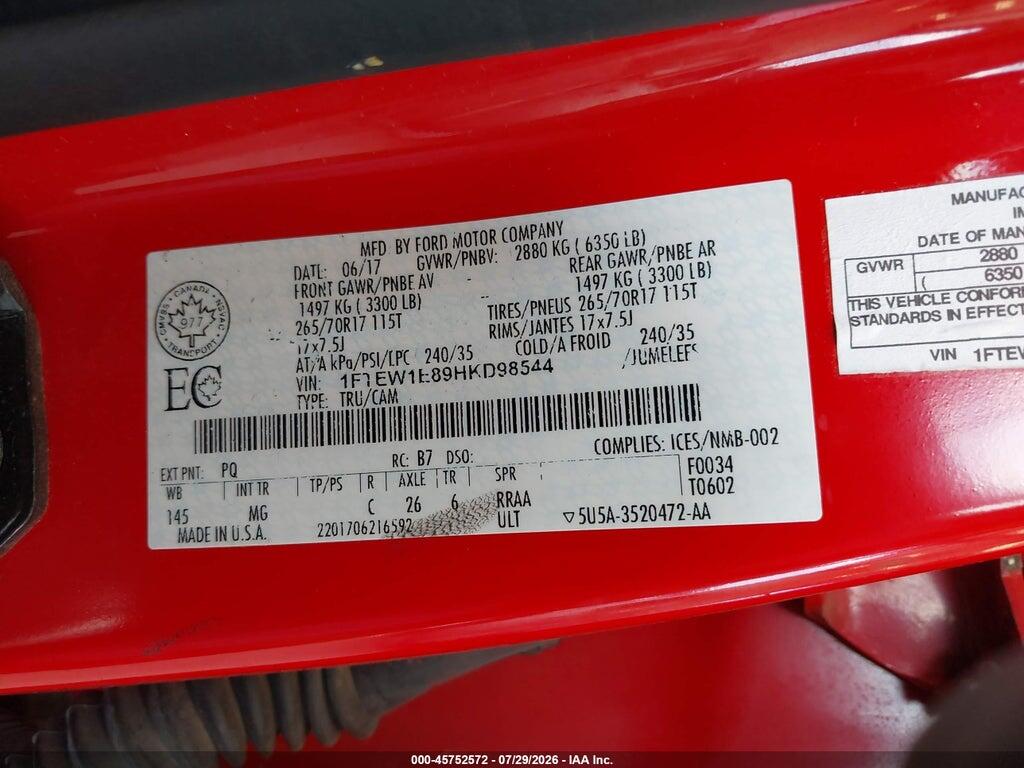 1FTEW1E89HKD98544 2017 FORD F-150 photo no. 9