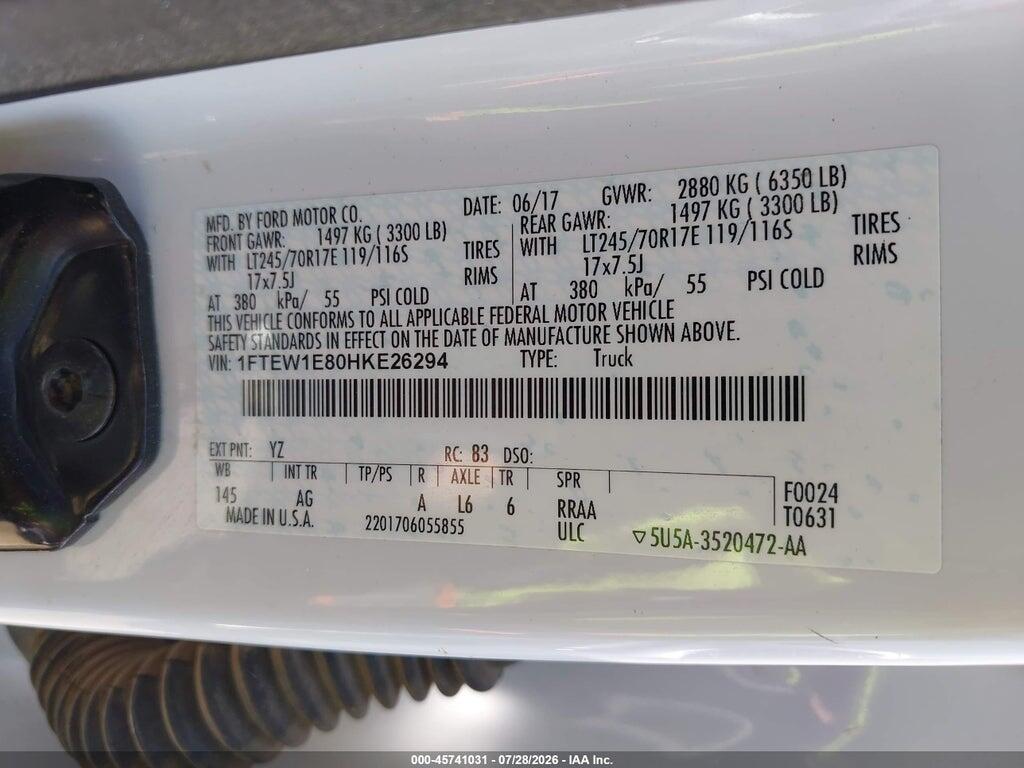 1FTEW1E80HKE26294 2017 FORD F-150 photo no. 9