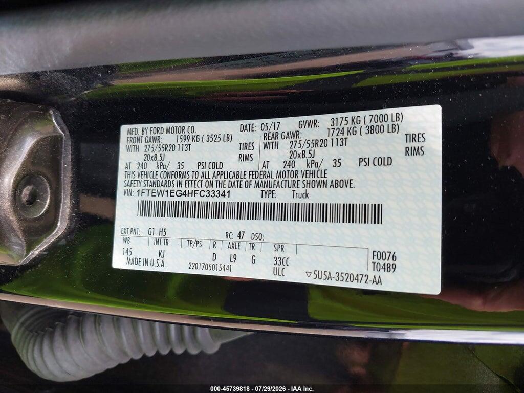1FTEW1EG4HFC33341 2017 FORD F-150 photo no. 9